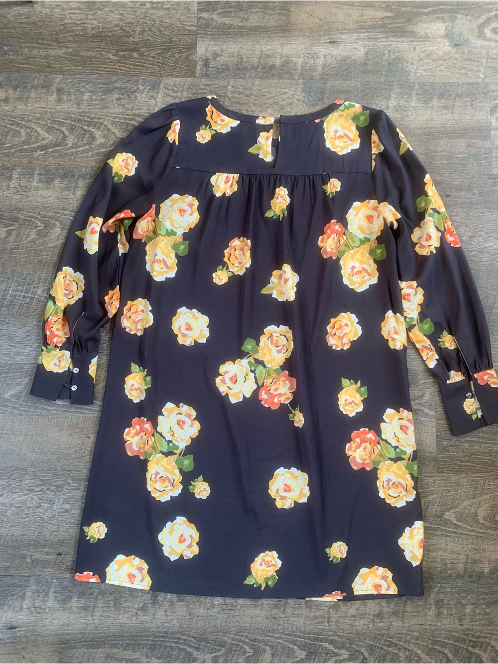 Women’s Navy Gray Cottagecore Loft Floral Long-Sleeve Dress